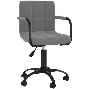 vidaXL Chaise pivotante de salle à manger Gris foncé Velours pas cher