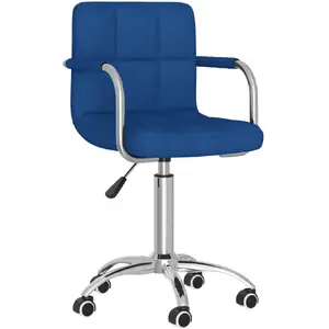 Chaise pivotante de salle à manger Bleu Tissu vidaXL pas cher