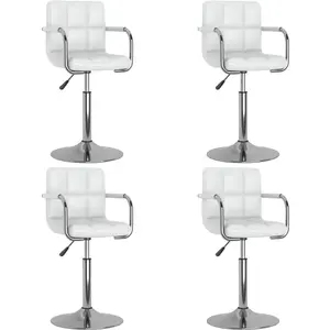 vidaXL Chaises pivotantes à manger lot de 4 blanc similicuir pas cher