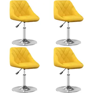 vidaXL Chaises pivotantes à manger lot de 4 jaune moutarde velours pas cher