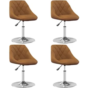 vidaXL Chaises à manger pivotantes lot de 4 Marron Velours pas cher