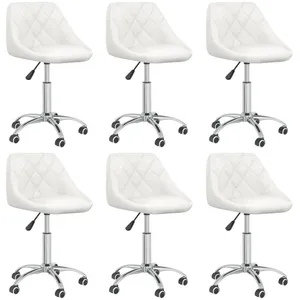 Comparateur de prix : vidaXL Chaises pivotantes à manger lot de 6 blanc similicuir