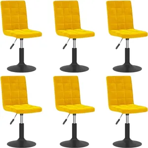 Chaises à manger pivotantes lot de 6 jaune moutarde velours vidaXL pas cher