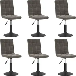 vidaXL Vidaxl Chaises Pivotantes À Manger Lot De 6 Gris Foncé Velours pas cher