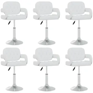 vidaXL Chaises pivotantes à manger lot de 6 blanc similicuir pas cher