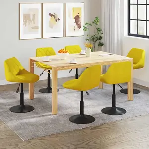 vidaXL Chaises à manger pivotantes lot de 6 jaune moutarde velours pas cher