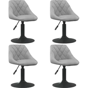 vidaXL Chaises pivotantes à manger lot de 4 gris clair velours pas cher