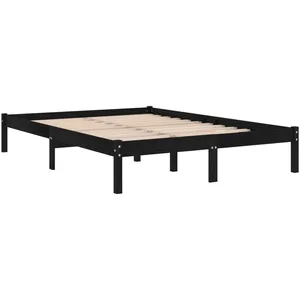Comparateur de prix : vidaXL Cadre de lit Noir Bois de pin massif 140x190 cm
