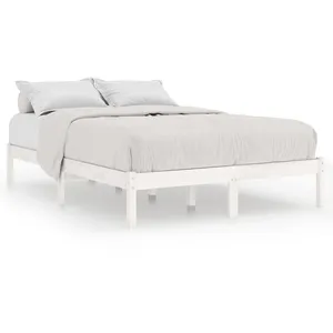 Comparateur de prix : vidaXL Cadre de lit Blanc Bois massif 135x190 cm Double