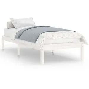 Comparateur de prix : Cadre de lit Blanc Bois massif 75x190 cm Petit simple Vidaxl Blanc