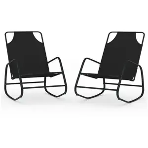 vidaXL Chaises longues à bascule 2 pcs Noir Acier et textilène pas cher