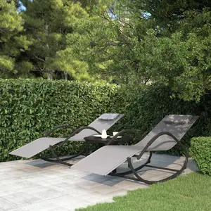 vidaXL Chaises longues à bascule 2 pcs Gris Acier et textilène pas cher