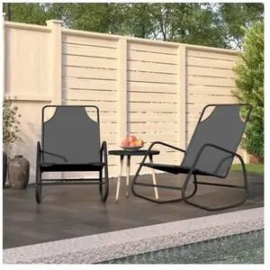 vidaXL Chaises longues à bascule 2 pcs Gris Acier et textilène pas cher