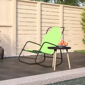vidaXL Chaise longue à bascule Vert Acier et textilène pas cher