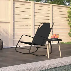 vidaXL Chaise longue à bascule Noir Acier et textilène pas cher
