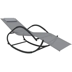 vidaXL Chaise longue à bascule gris acier et textilène pas cher