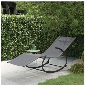 vidaXL Chaise longue à bascule gris acier et textilène pas cher