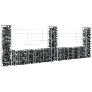 Comparateur de prix : vidaXL Panier de gabion en forme de U avec 3 poteaux Fer 260x20x100 cm