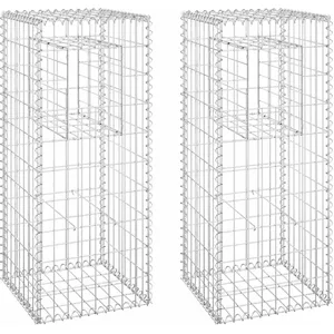 vidaXL Poteaux à panier de gabion 2 pcs 40x40x100 cm Fer
