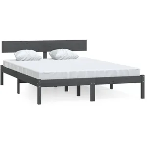 vidaXL Cadre de lit Gris Bois de pin massif 200x200 cm pas cher