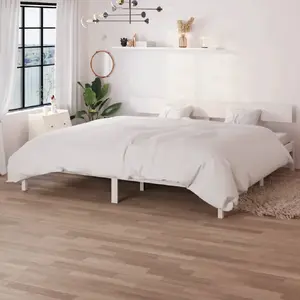 vidaXL Vidaxl Cadre De Lit Blanc Bois De Pin Massif 180x200 Cm Uk Super King pas cher
