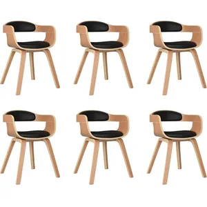 Comparateur de prix : vidaXL Chaises à manger lot de 6 noir bois courbé et similicuir