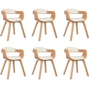 Comparateur de prix : vidaXL Eetkamerstoelen 6 st gebogen hout en kunstleer crÃmekleurig3092392