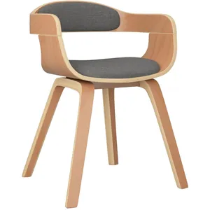vidaXL Chaise à manger Gris clair Bois courbé et tissu pas cher