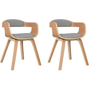 vidaXL Chaises de salle à manger 2 pcs taupe bois courbé et tissu pas cher