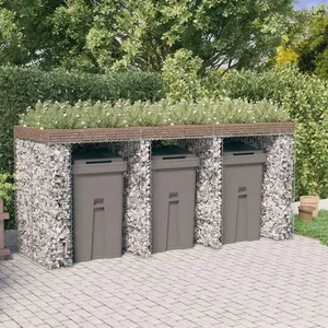vidaXL Mur de gabion pour poubelle 270x91x120 cm fer galvanisé pas cher