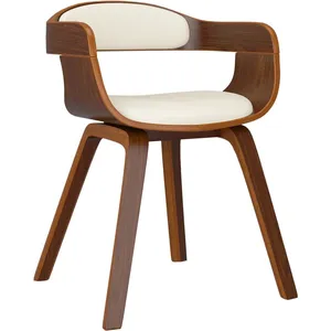 vidaXL Chaise à manger Crème Similicuir et bois courbé pas cher