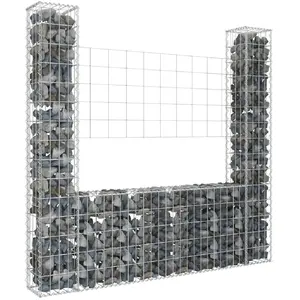 vidaXL Panier de gabion en forme de U avec 2 poteaux Fer 140x20x150 cm