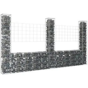 Comparateur de prix : vidaXL Panier de gabion en forme de U avec 3 poteaux Fer 260x20x150 cm