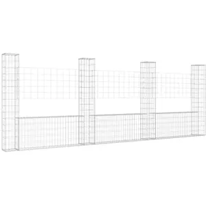 Comparateur de prix : vidaXL Panier de gabion en forme de U avec 4 poteaux Fer 380x20x150 cm