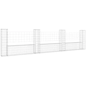 Comparateur de prix : vidaXL Panier de gabion en forme de U avec 4 poteaux Fer 380x20x100 cm