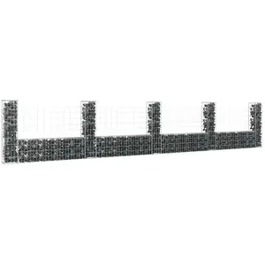 Comparateur de prix : vidaXL Panier de gabion en forme de U avec 5 poteaux Fer 500x20x100 cm