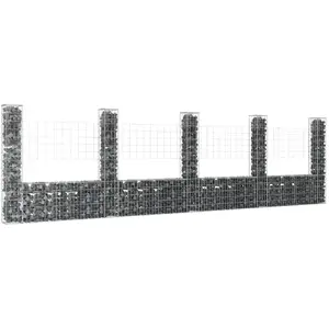 Comparateur de prix : vidaXL Panier de gabion en forme de U avec 5 poteaux Fer 500x20x150 cm