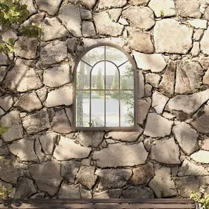 vidaXL Miroir de jardin Sable 60x45 cm Fer pour utilisation extérieure pas cher