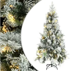 Comparateur de prix : vidaXL Sapin de Noël pré-éclairé avec neige floquée/cônes 225cm PVC/PE