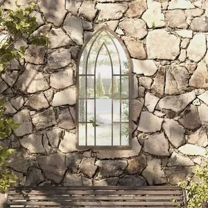 vidaXL Miroir de jardin Sable 100x45cm Fer pour utilisation extérieure pas cher