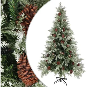 Comparateur de prix : vidaXL Sapin de Noël avec pommes de pin Vert et blanc 195 cm PVC et PE