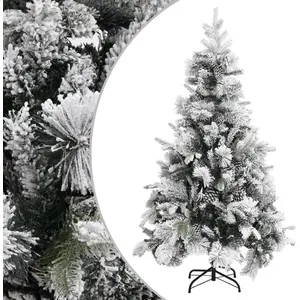 vidaXL Sapin de Noël à flocons de neige et pommes de pin 195 cm PVC/PE pas cher