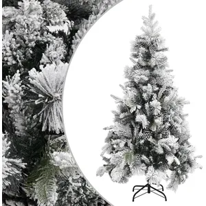 Comparateur de prix : vidaXL Sapin de Noël à flocons de neige et pommes de pin 225 cm PVC/PE