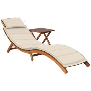 vidaXL Chaise longue de jardin avec table et coussin Bois d'acacia pas cher