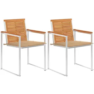 vidaXL Chaises de jardin avec coussins lot de 2 Acacia solide et acier pas cher