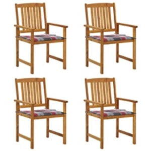 vidaXL Chaises de jardin avec coussins 4 pcs Bois d'acacia massif pas cher