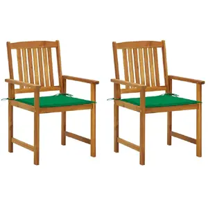 vidaXL Chaises de jardin avec coussins 2 pcs Bois d'acacia massif pas cher