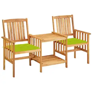 vidaXL Chaises de jardin avec table à thé et coussins Acacia solide pas cher