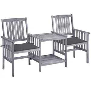 vidaXL Chaises de jardin avec table à thé et coussins Acacia solide