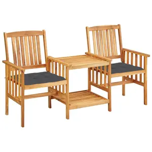 Comparateur de prix : vidaXL Chaises de jardin avec table à thé et coussins Acacia solide